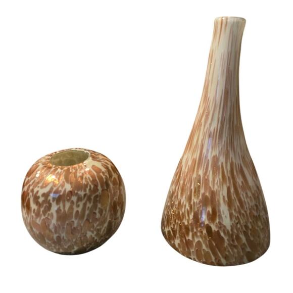 Matching set of glass Vases Gold and white - Picture 1 of 7